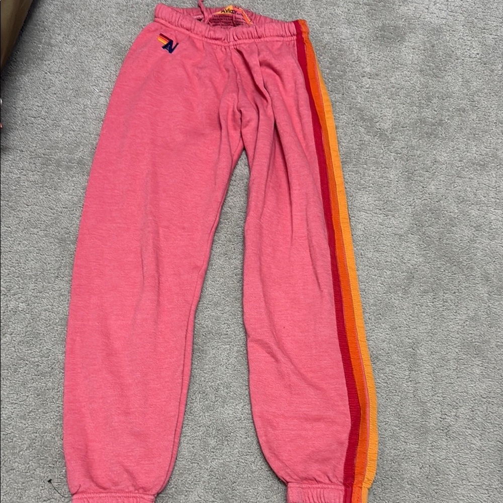 Aviator Nation Pink and Red Sweatpants Relaxed Fit